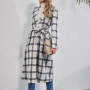 Brand new plaid print belted jacket coat